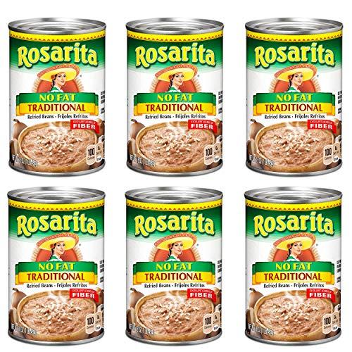 Rosarita Rosarita Refried Beans 16oz Can (Pack of 6) Choose Flavor Below (No Fat Traditional) by Rosarita