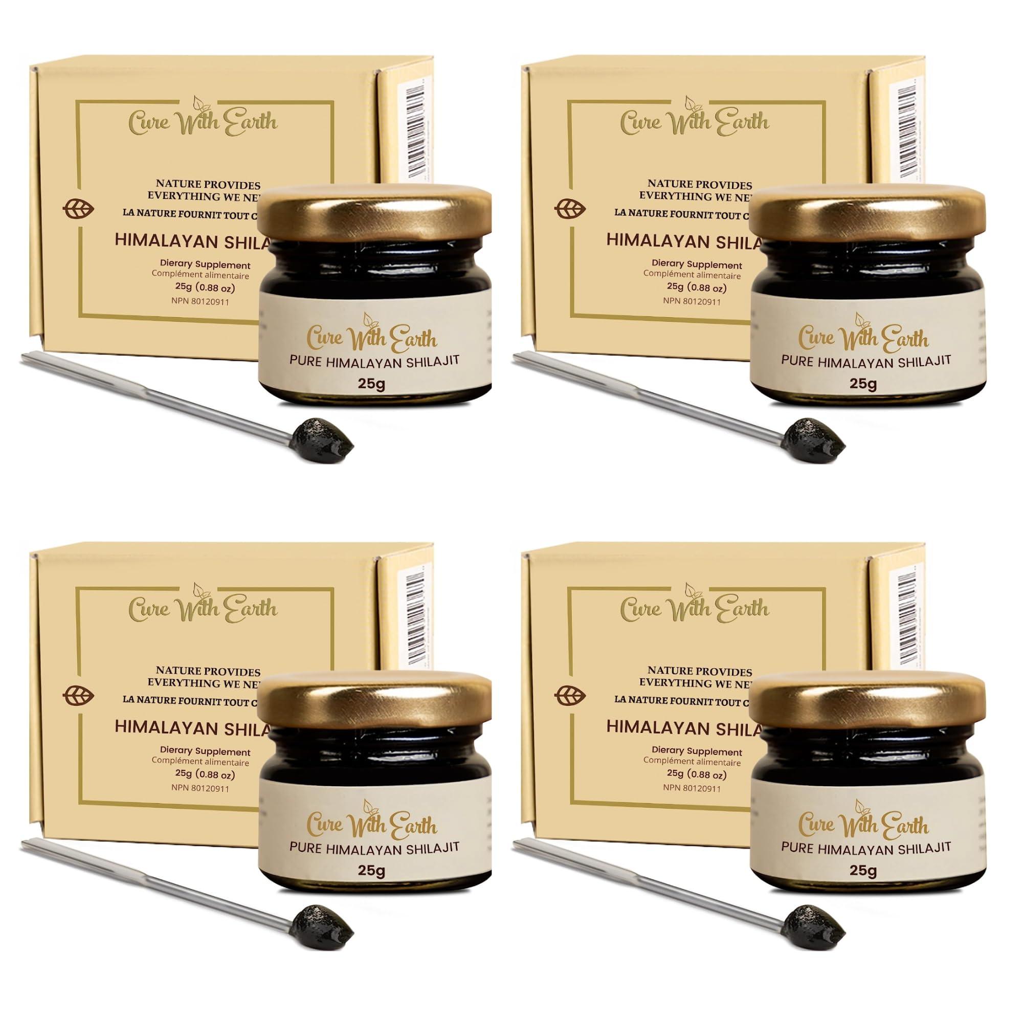 Cure With Earth Pure Himalayan Shilajit Resin - Pack of 4 (25g Each) | Tested for Safety | Natural Source of Fulvic Acid - from Cure With Earth