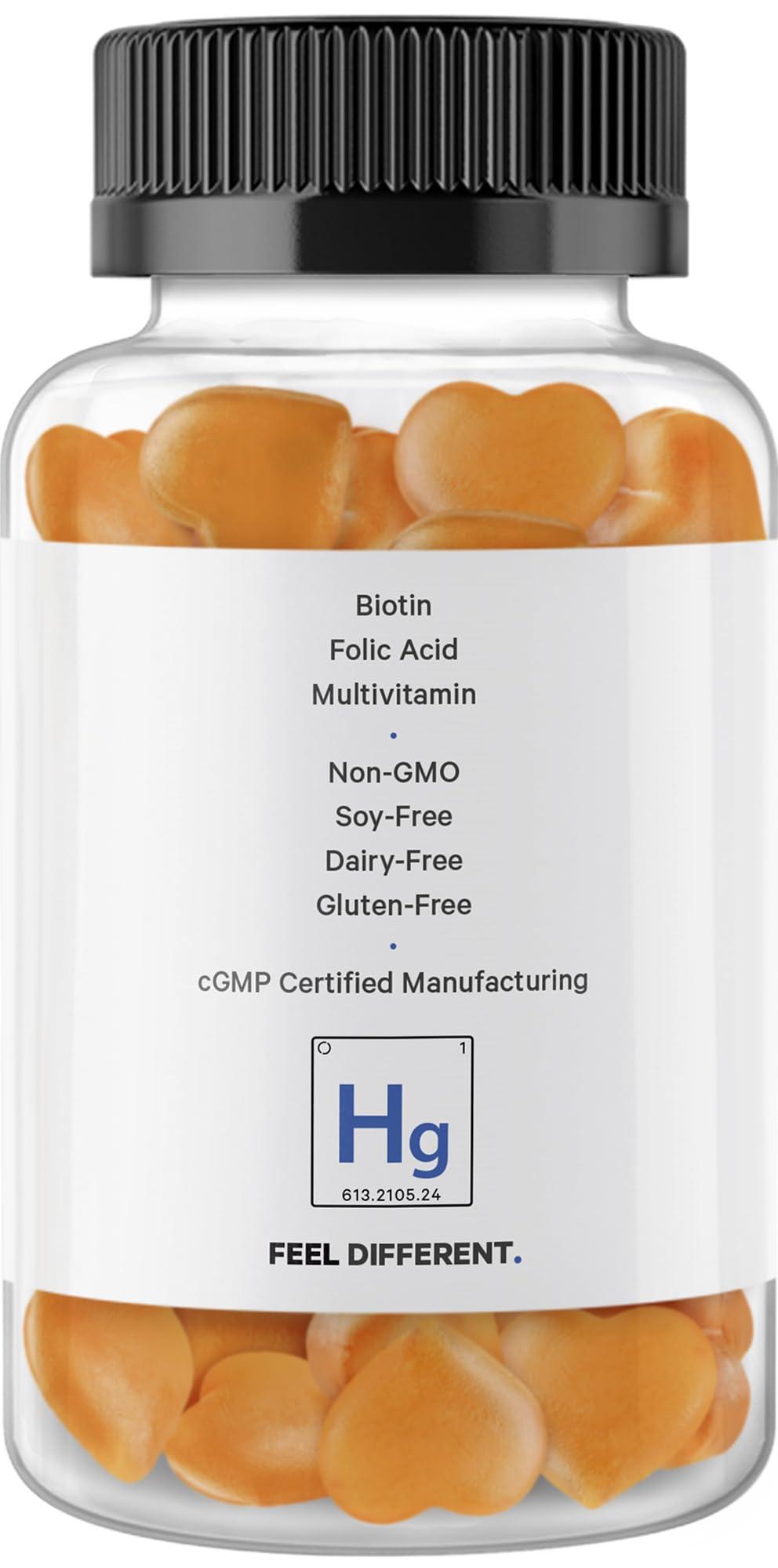 Codeage Codeage Hair Gummies, Biotin 5000 mcg, Sugar Free Growth Gummy Vitamins A, C, B6, B12, D3, Zinc, Inositol Supplement, Women & Men, Pantothenic Folic Acid, Nails, Skin, Strawberry Coconut Flavor, 60 ct