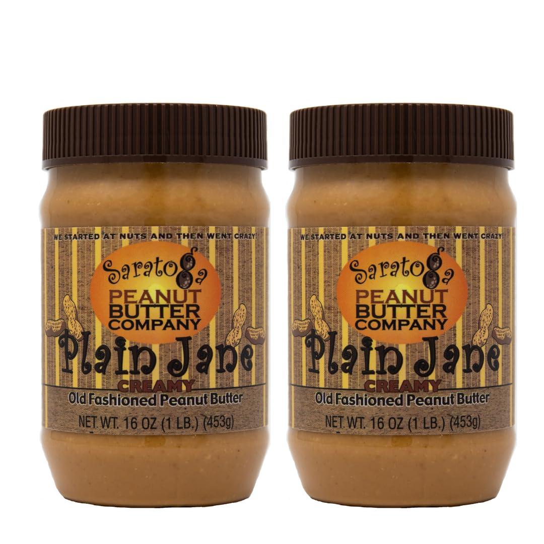 Saratoga Peanut Butter Company Saratoga Peanut Butter Company Plain Jane Creamy Peanut Butter, All Natural, 16 Ounce Jar, Vegan, Gluten Free, Low Sodium, No Oils or Sugars Added, Non GMO, Keto Friendly