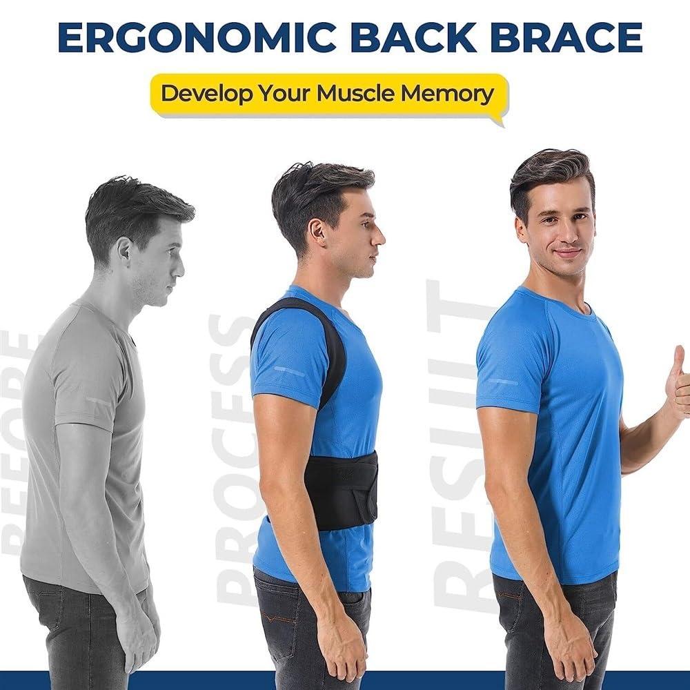GHAKKE S-5XL Plus Size Full Back Brace Posture Corrector For Women And Men, Back Support For Upper And Lower Back Pain Relief, Adjustable Lumbar Support Improve Back Posture ( Color : Black , Size : 3X-Large
