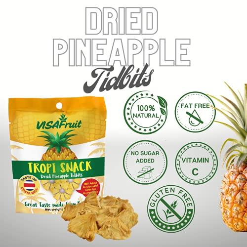 Tropi Snack TropiSnack Simply Natural Dried Pineapple Tidbits No Sugar Added Gluten Free Fat free Vegan Kosher 6 pack 1.76 oz each