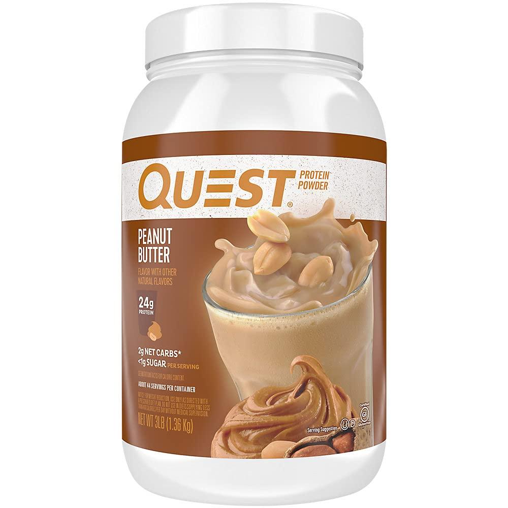 Quest Nutrition Quest Nutrition Chocolate Milkshake Protein Powder, 22g Protein, 1g Sugar, Low Carb, Gluten Free, 3 Pound, 43 Servings & Peanut Butter Protein Powder, 23g Protein, 1g Sugar, Low Carb, Gluten Free