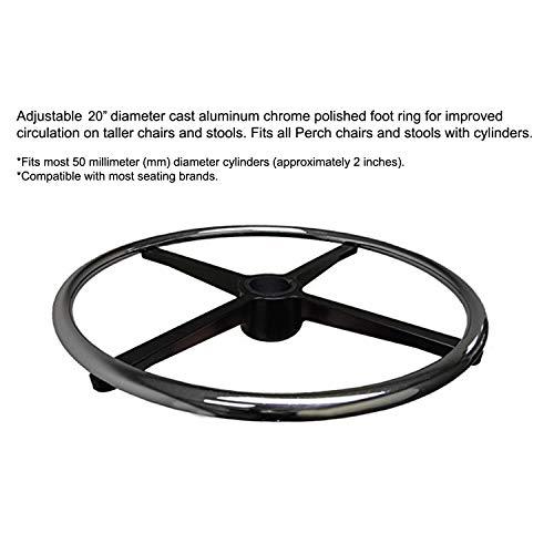 Perch Chairs & Stools Perch Chrome Rolling Dental Stool Adjustable Height with Procedure Arm and Foot Ring for Carpet Or Linoleum - Workbench Height - Black Vinyl - Dental Assistant Rolling Stool with Wheels