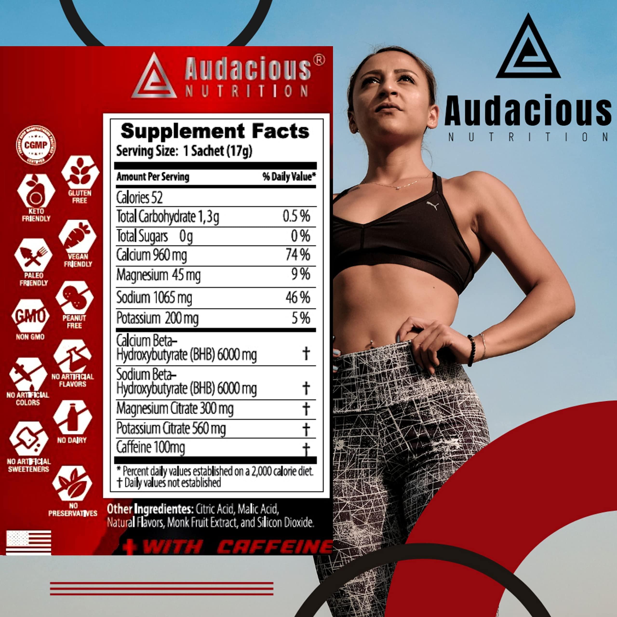 Audacious Nutrition Audacious Nutrition KetoStart+ | Exogenous Ketones Powder with Electrolytes for Energy, Strength & Focus | with Caffeine | Raspberry Lemonade Flavor Electrolyte Powder (10x Ketones Drink Mix Packets)