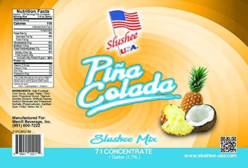 Slushee-USA Pina Colada Slushee Mix Case of 4 x 1 Gallons | 512oz (Yields Approx. 385-12oz servings per case) | Mixing Ratio 7 (Water) to 1 (Product Mix)