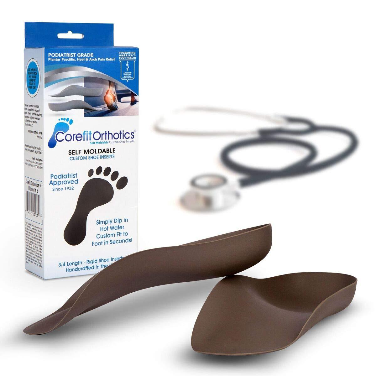 Corefit Orthotics Corefit Orthotics Medical Grade Custom Orthotics Plantar Fasciitis Pain Relief - Made in USA Since 1932 - Arch Supports Orthotic Inserts for High/Flat Arch (Gray, Womens 6 to 6 1/2)