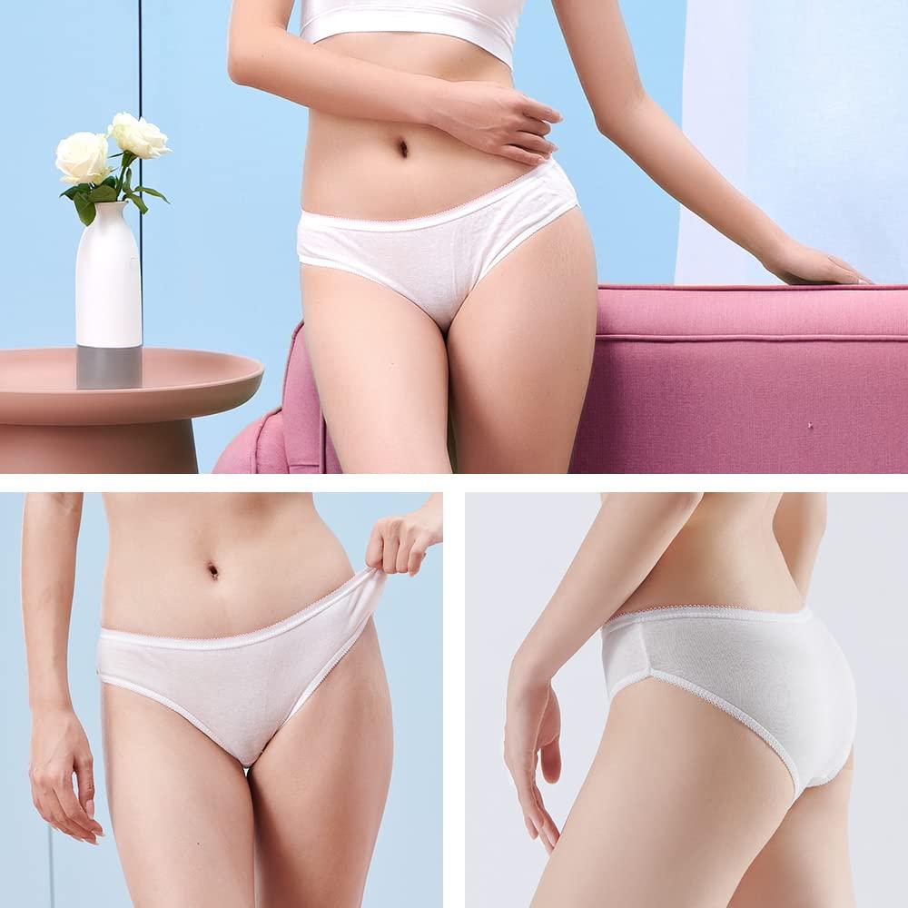 Travelcare 40 pack Women\'s Disposable 100% Cotton Underwear Ladies Briefs Panties for Travel Hotel Spa Hospital Stays Emergencies