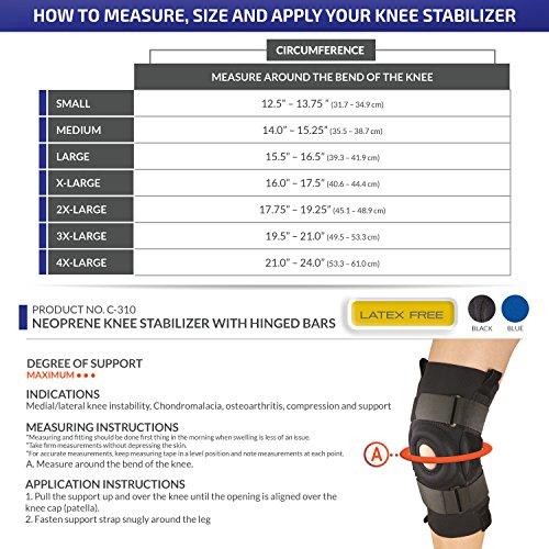 OTC OTC Knee Stabilizer, Hinged Bars, Neoprene, Blue, 2X-Large