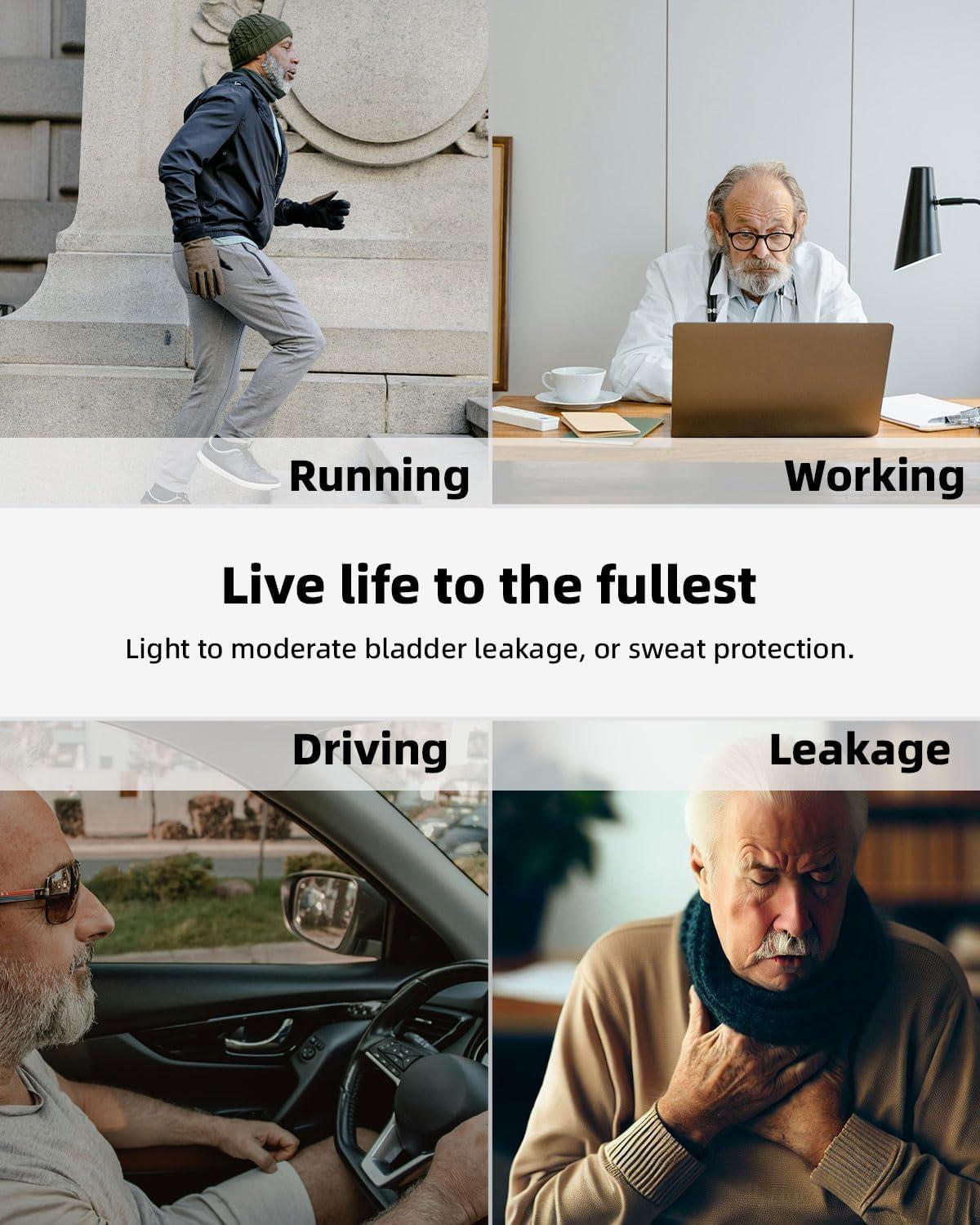 TIICHOO TIICHOO Mens Incontinence Underwear Boxer Briefs Washable Leak Proof Underwear for Men Soft Reusable 3 Pack(Dark Grey/Green/Blue, XX-Large)