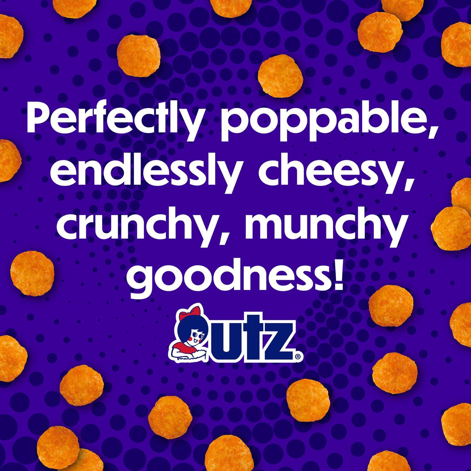 Utz Utz Cheese Balls Barrel, Tasty Snack Baked with Real Cheddar Cheese, Delightfully Poppable Party Snack, Gluten, Cholesterol and Trans-Fat Free, Kosher Certified, 36.5 Oz (Pack of 2)