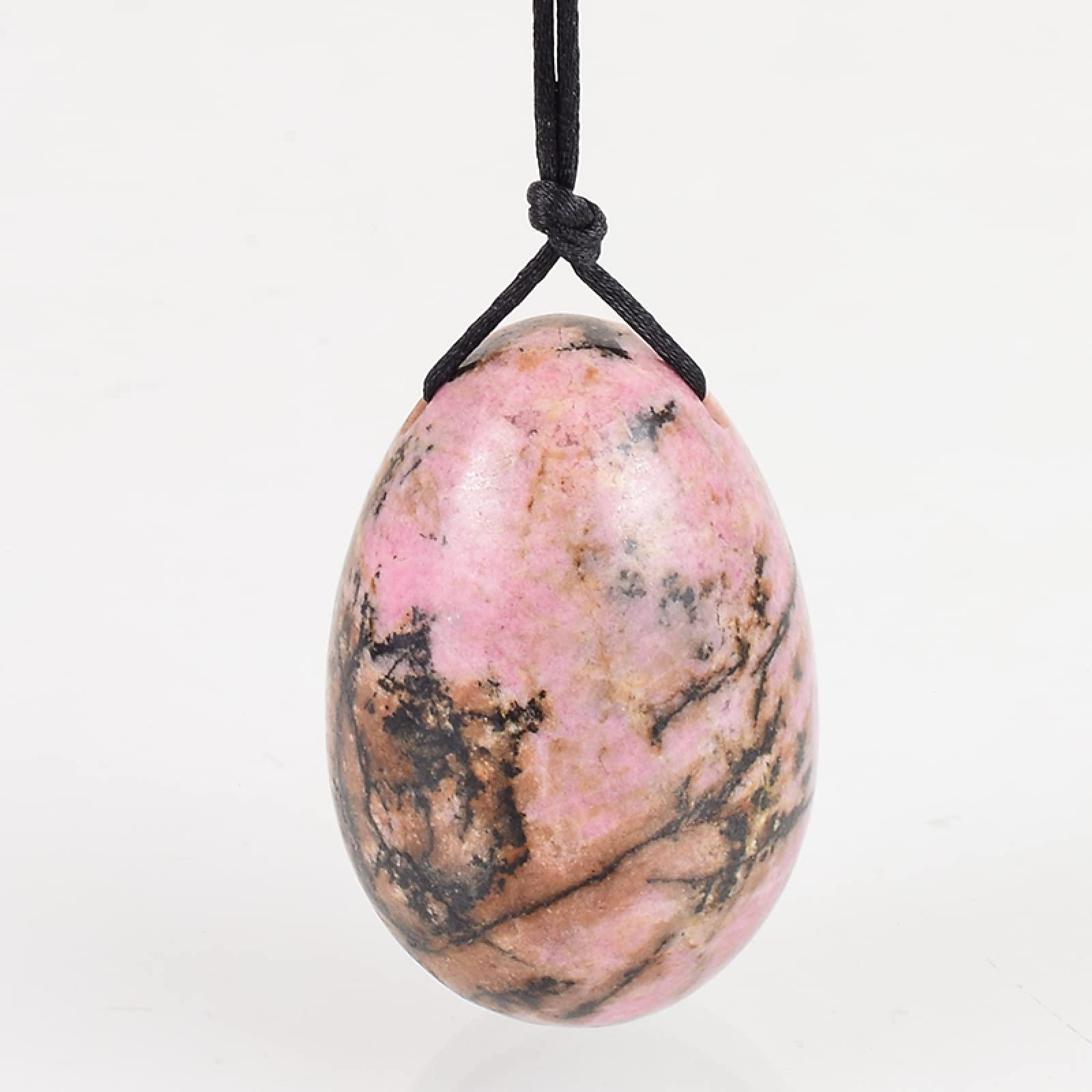 MiZuh Yoni Egg Set Jade Egg Set Drill Natural Rhodonite Yoni Egg Mineral Quartz Healing Massage Ball Kegel Exercise,30x20 Mm