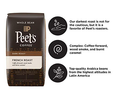 Peet's Coffee Peet's Coffee French Roast Dark Roast Whole Bean Coffee, 12 Ounce Bag