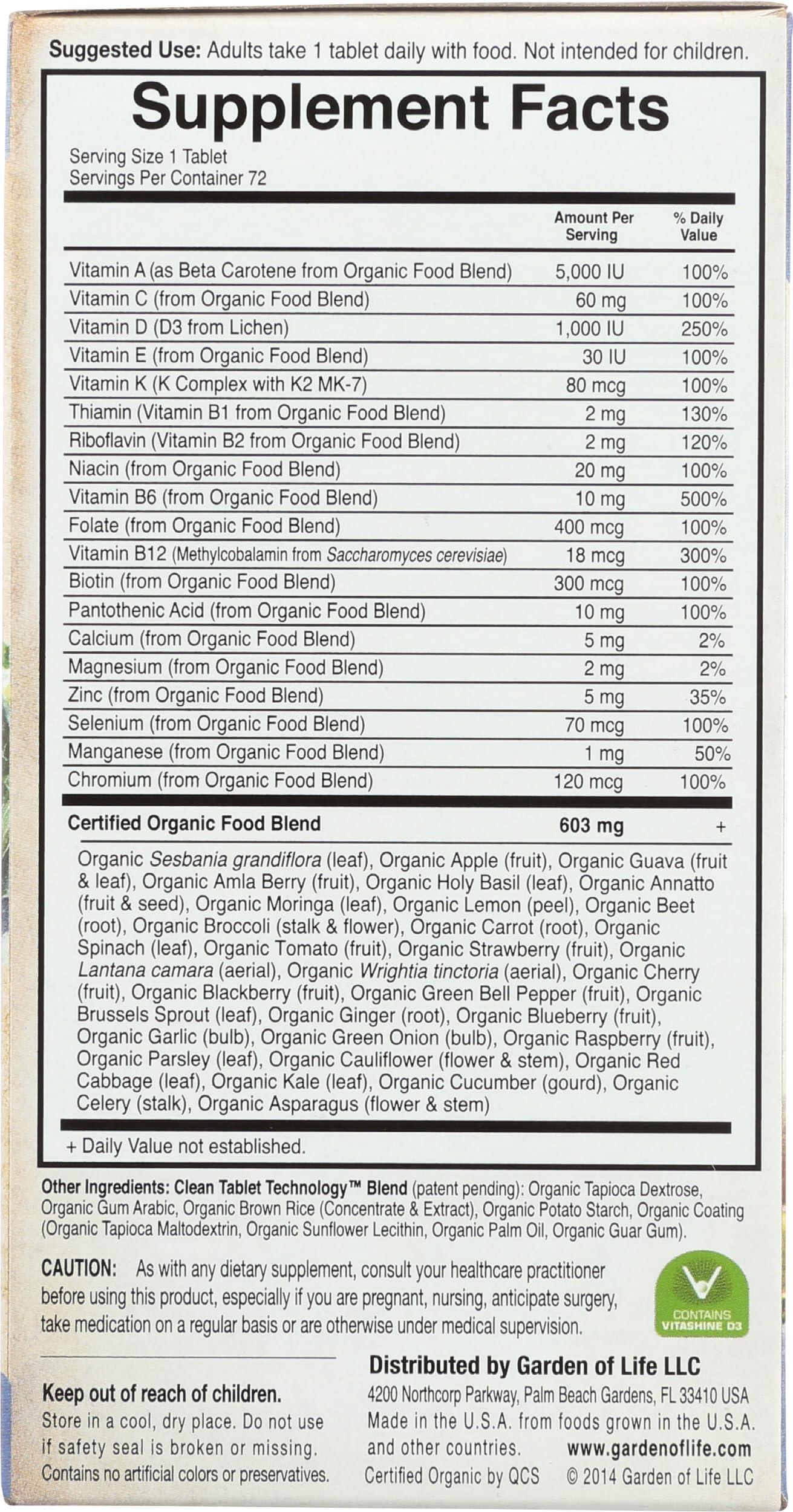 Garden of Life Garden Of Life, Vitamin Men\'s Once Daily Multi, 72 Tablets Organic