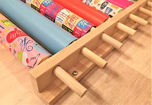 Z-Things Z-Things Storage, Organizer, Dispensing Rack for Gift Wrapping Paper, Ribbons, Cellophane, Vinyl Rolls, Paper, Maps Etc. Holds 10 Rows. Adjustable Width. Easy Wall Mount. Hardware Included.