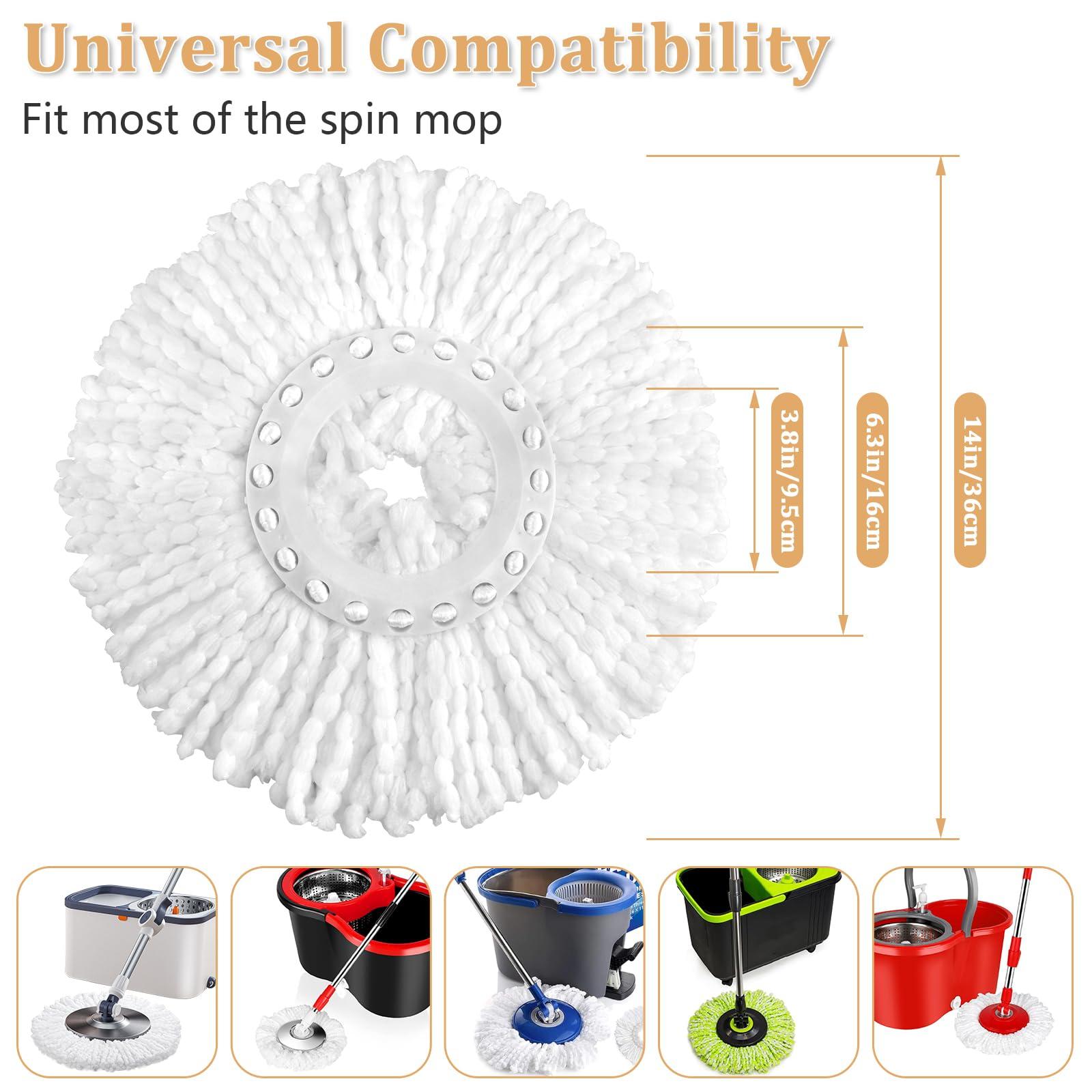 NICEMOVIC NICEMOVIC 5 Pack Spin Mop Replacement Head for 360 Spin Mop System, Round Shape Standard Universal Size Mop Head, Microfiber Spin Mop Refills Easy Cleaning and Machine Washable
