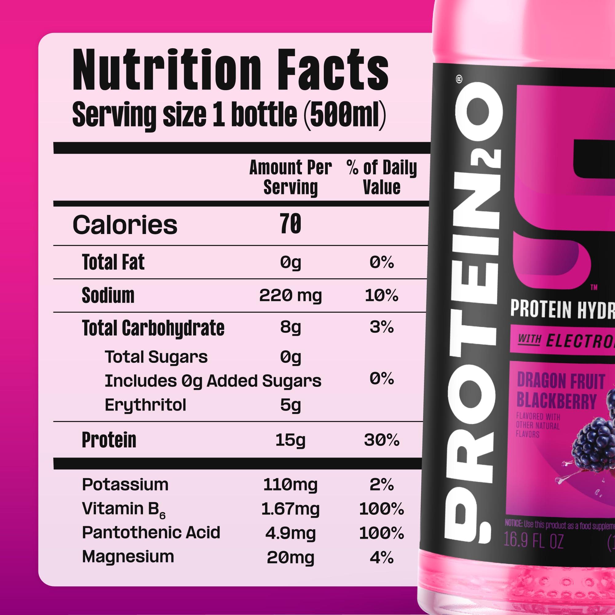 Protein2o Protein2o Hydration Drink - 2-in-1 Liquid Clear Whey Protein Isolate and Electrolyte Drink - 15g Protein, Vitamins B5, B6 - Post-Workout Recovery - 16.9 Fl Oz - 12 Count Flavor Fusion Variety Pack