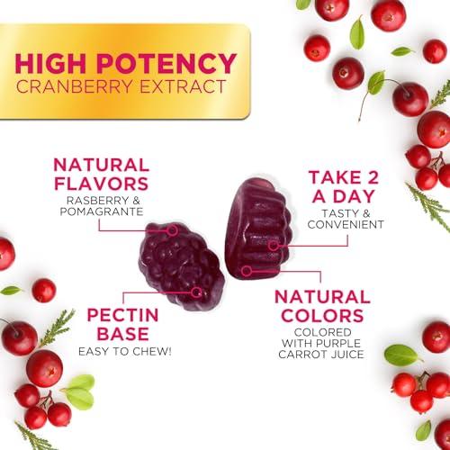 Nature's Nutrition Cranberry Gummies - Urinary Tract Health Gummy + Vitamin C - 25,000mg - Triple Strength Cranberry Concentrate Extract Supplement Pills, Ultimate Potency, Non-GMO, Gluten Free - 120 Gummies