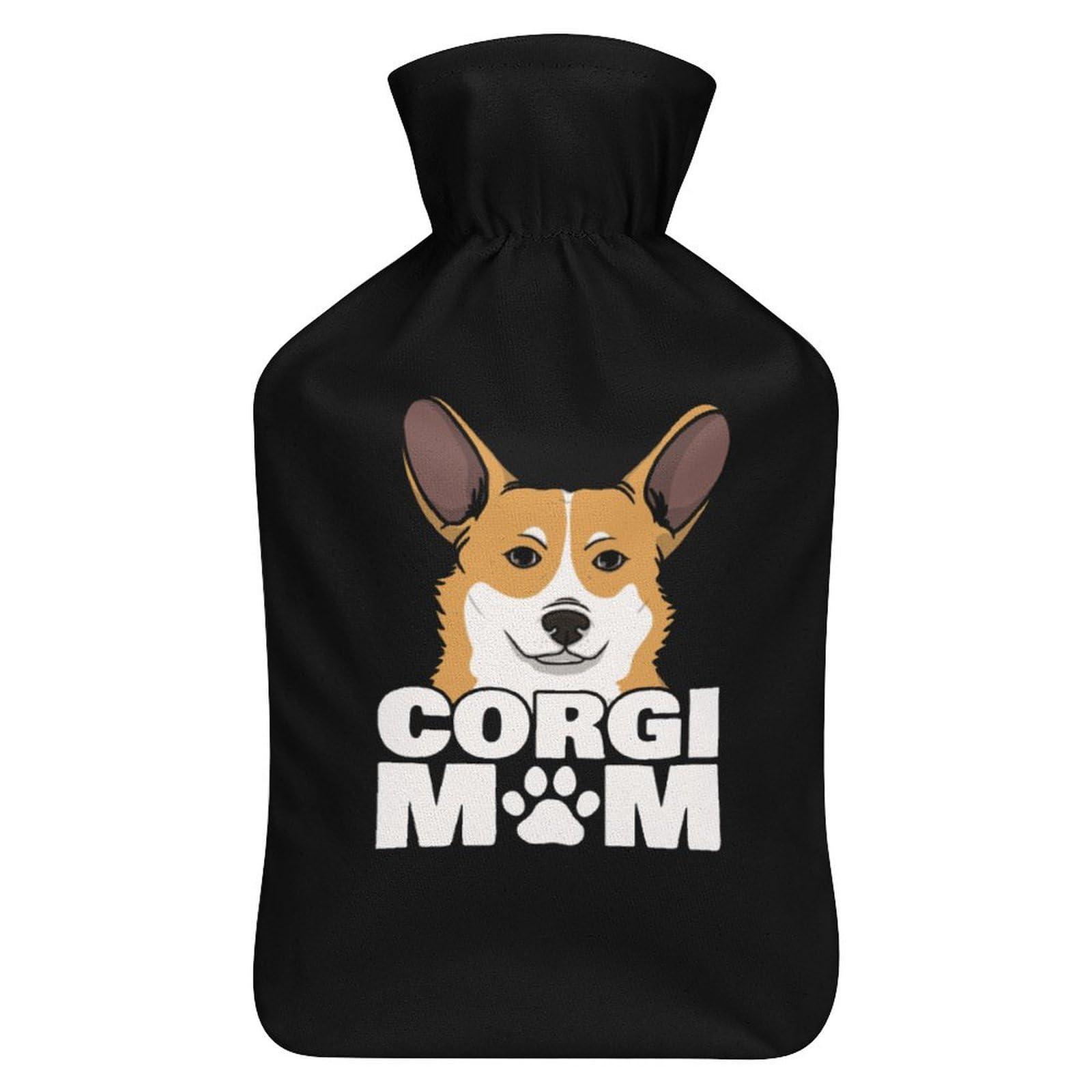 XKAWPC Corgi Dog Mom Hot Water Bottle with Cover Hot Water Bag for Hand & Feet Warmer