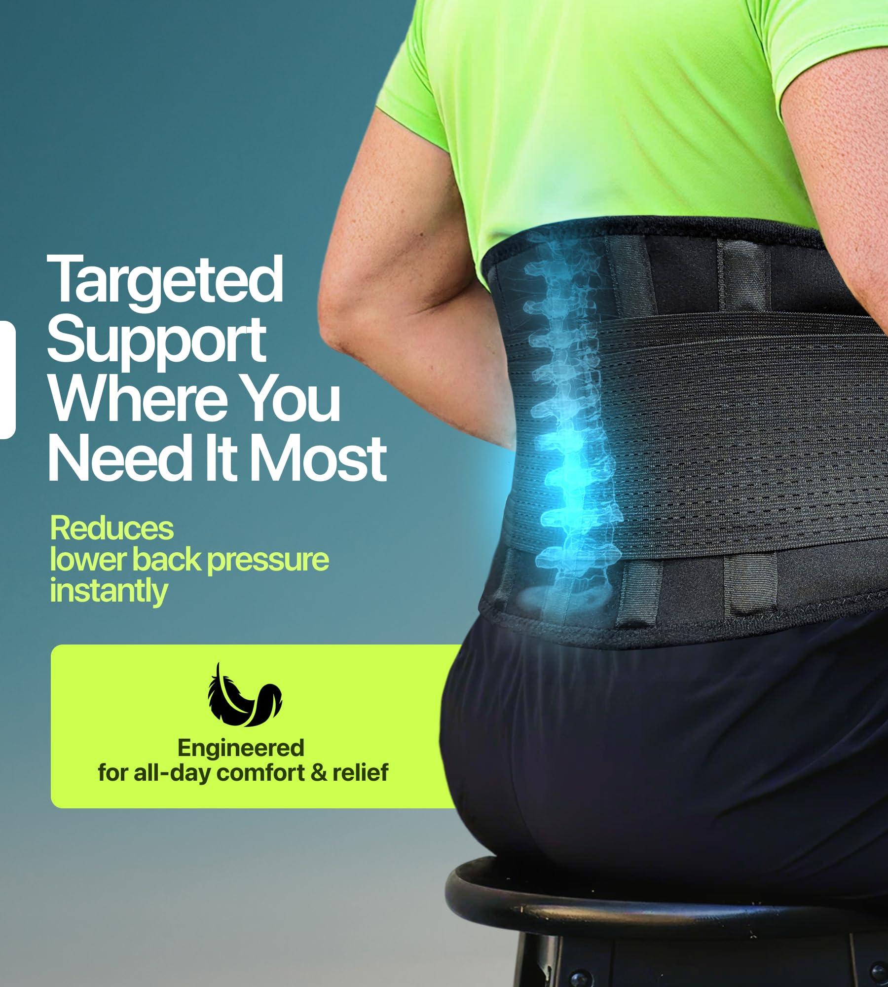 NeoHealth Plus Size Back Brace for Lower Back Pain |5XL| Lumbar Support for Pain Relief and Injury Prevention | Under Clothes Belt | Back Support Belt for Women & Men | Big and Tall | Obese Oversized Overweight