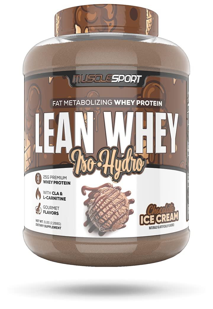 Musclesport Musclesport Lean Whey Revolution™ Protein Powder - Whey Protein Isolate - Low Calorie, Low Carb, Low Fat, Incredible Flavors - 25g Protein per Scoop - 5lb Chocolate Ice Cream