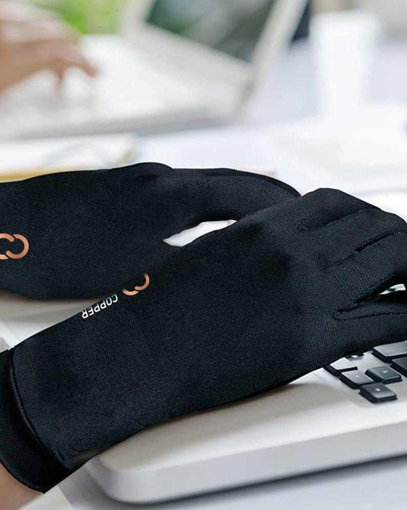 Copper Compression Copper Compression Full Finger Arthritis Gloves - Palm Grips - Touch Screen Fingertips - Compression Support for Carpal Tunnel, Pain Relief, Tendonitis - Fits Men & Women - 1 Pair - XL