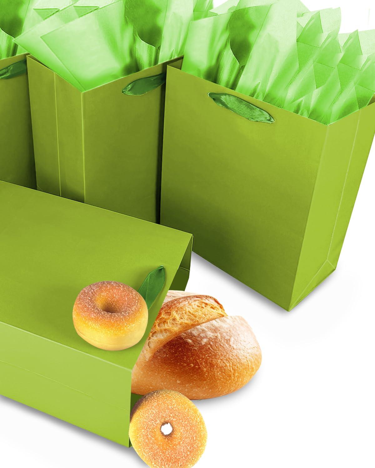 Gcardist Gcardist Emerald Green Gift Bags with Tissue Paper for Wedding, Birthday, Party Supplies-7.9\"x4.3\"x9.6\" Medium Size Cardboard Gift Bags5pcs Bags +10pcs Tissue Paper