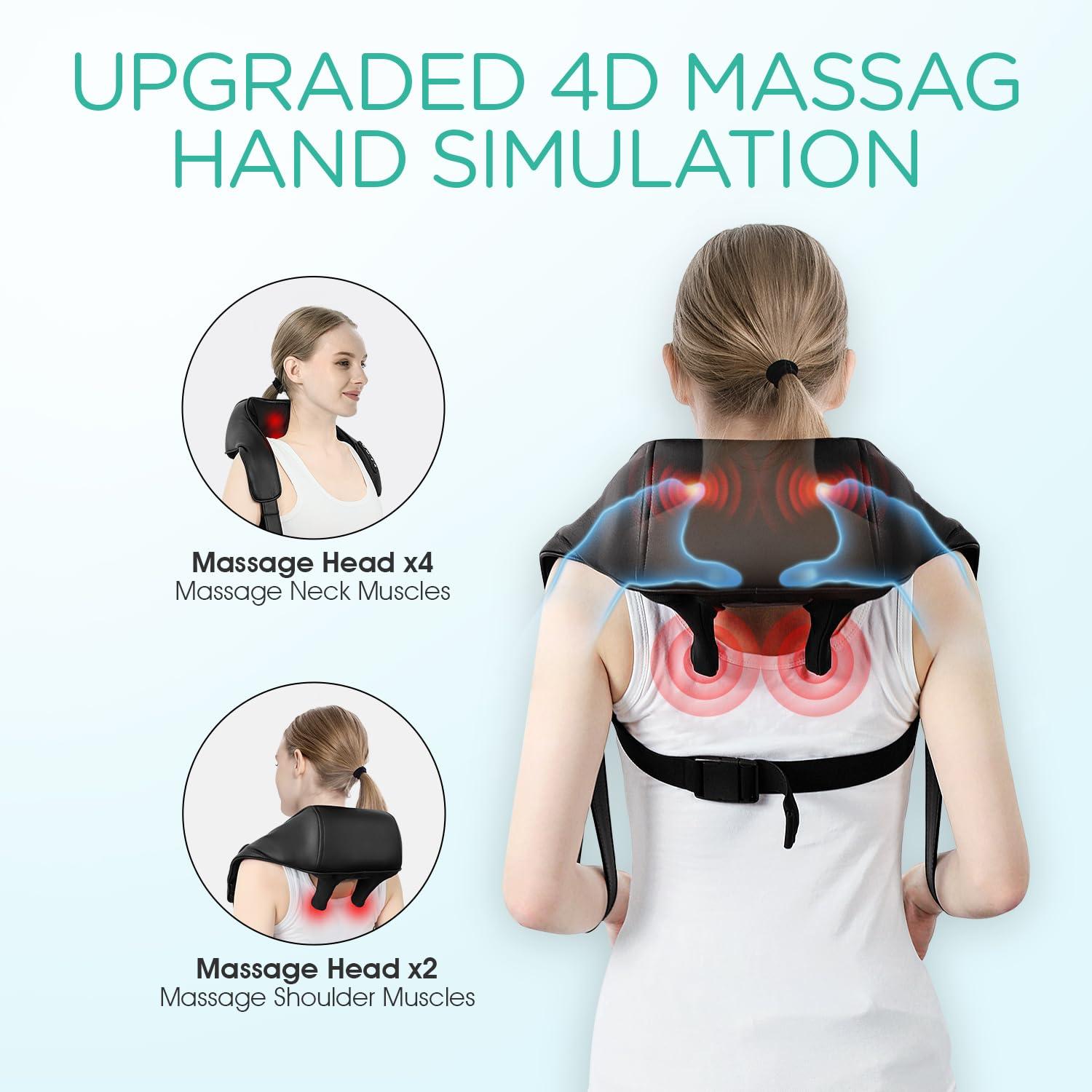 VOYOR-HEALTH VOYOR-HEALTH Neck Massager with Heat, Electric Shiatsu Shoulder Massager for Pain Relief, Cordless Deep Tissue 4D Kneading Massage for Neck, Traps, Back and Leg, Gifts for Men Women Dad Mom PJ101