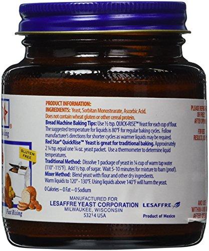 LYC/RSYC Red Star Quick Rise Yeast, For use in your oven or bread machine, 2012 Chef\'s Best Taste Award, 4 oz Jar (Pack of 2)