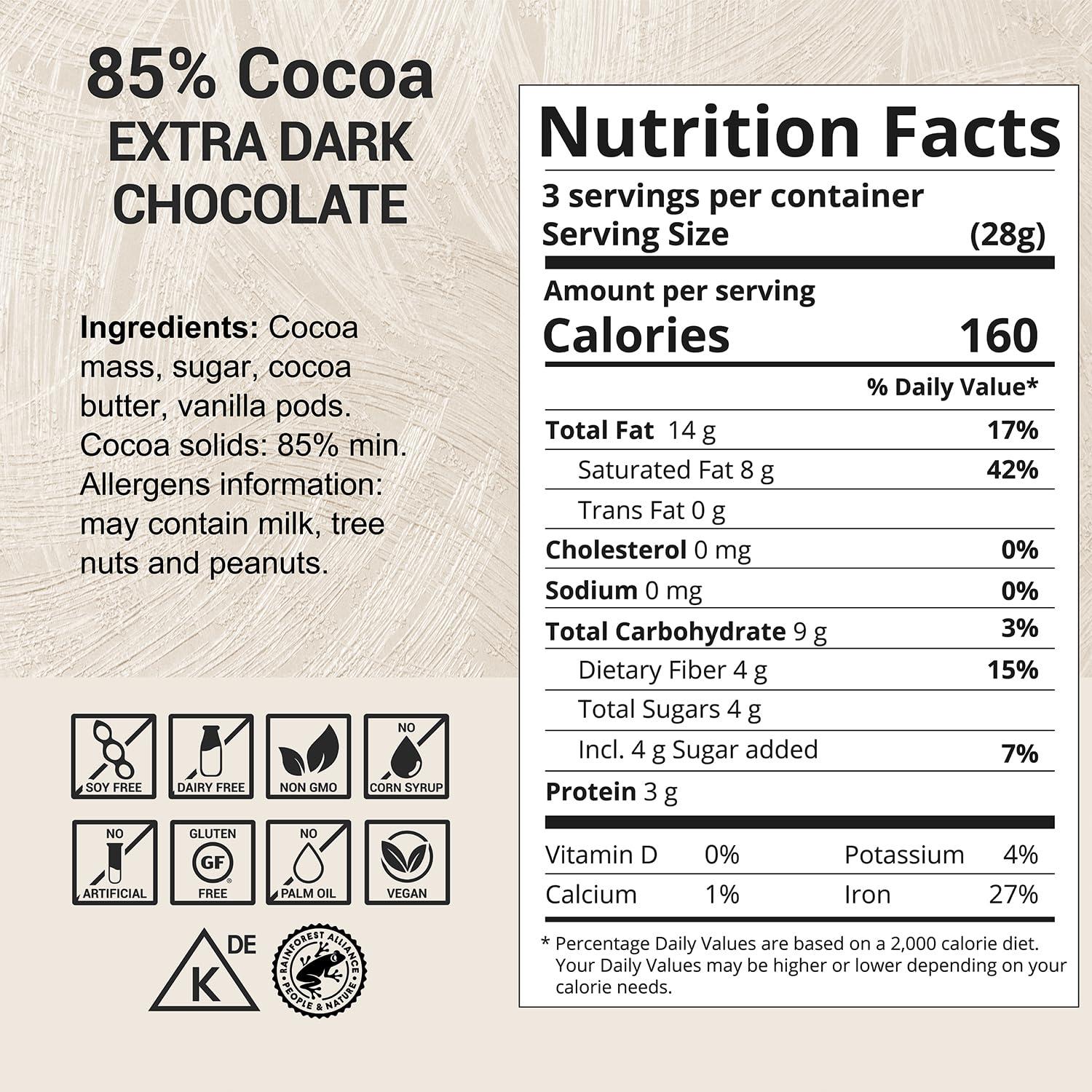 Milkboy Swiss Chocolates Milkboy Swiss Extra Dark Chocolates - 85% Cocoa, Made in Switzerland, Dairy Free, Vegan, Gluten-Free, Non-GMO, Kosher, Sustainably Farmed, European Chocolate - 3 oz, Pack 5