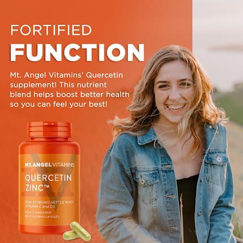 Mt. Angel Vitamins Mt. Angel Vitamins - Zinc Quercetin with Bromelain Supplement Immune Support & Respiratory Health - Quercetin 500mg Capsules | Zinc 50mg | Vitamin C Capsules | Immune Booster for Adults - 120ct.