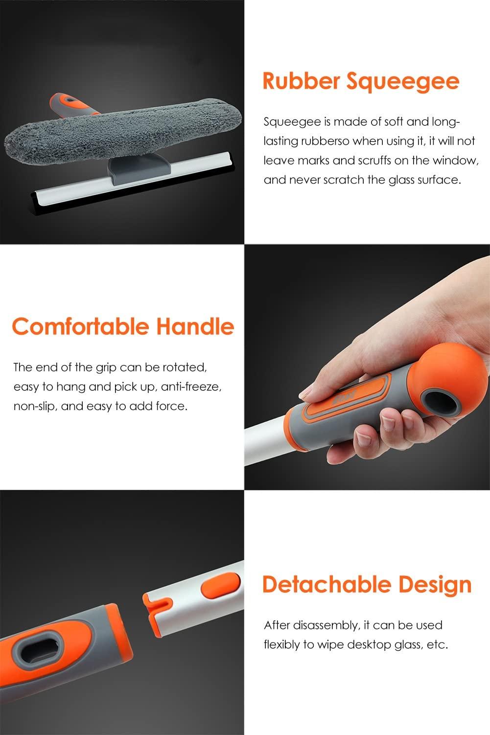 YXXSDP Home Bendable Window Cleaning Pole, Aluminum Safey Window Squeegee with Scrubber Combo, Window Cleaner for Porch Apartment Bathrooms (Size : Length 656cm/6.56m/21.5ft)