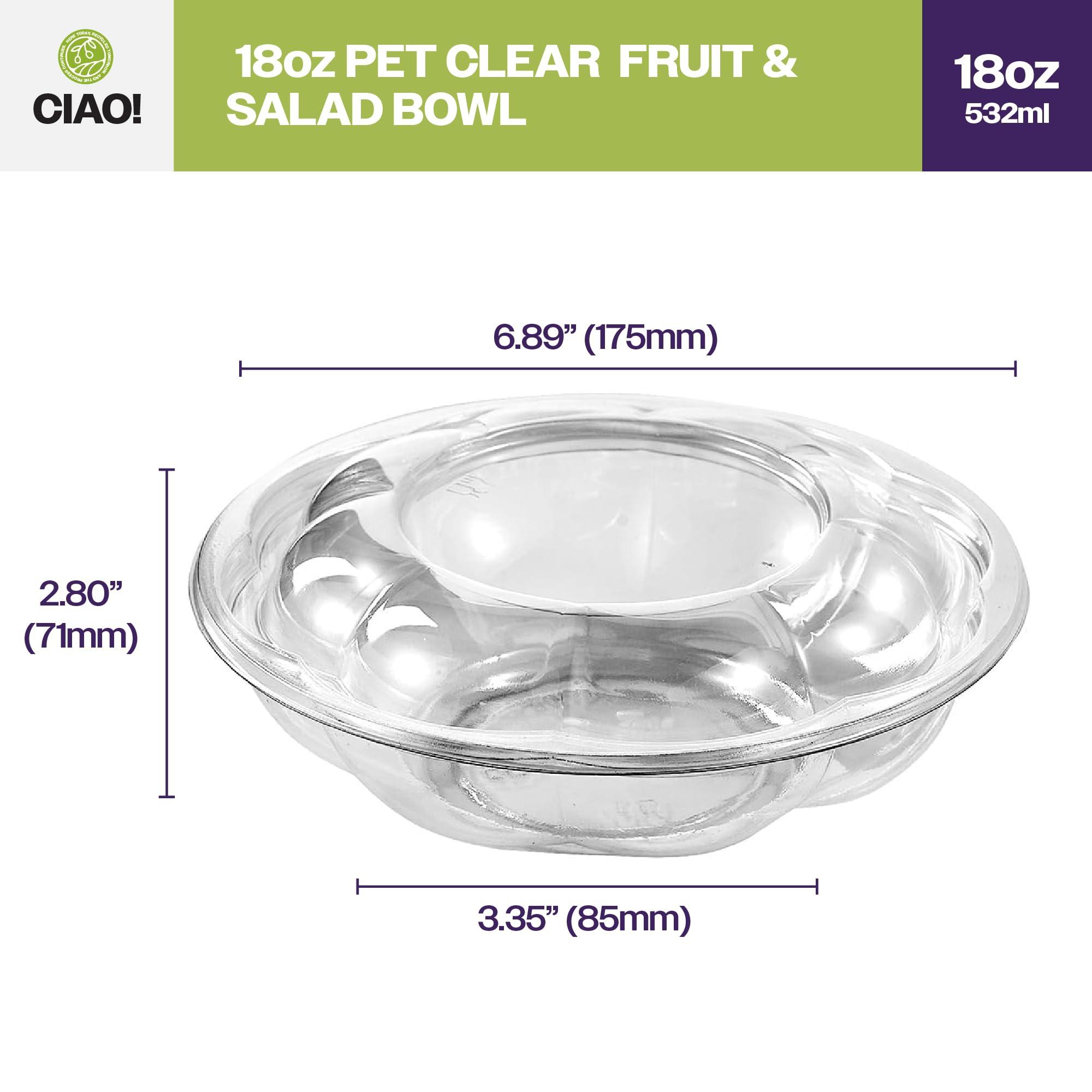 CIAO! CIAO! 18 oz Clear PET Fruit and Salad Bowl with Rose Dome Lid (150/case)