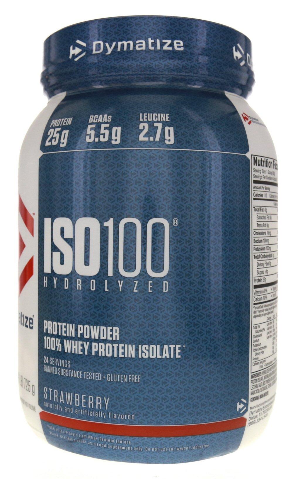 Dymatize Dymatize ISO 100 Whey Protein Powder with Hydrolyzed Whey Isolate, Strawberry, 25.6 Ounce