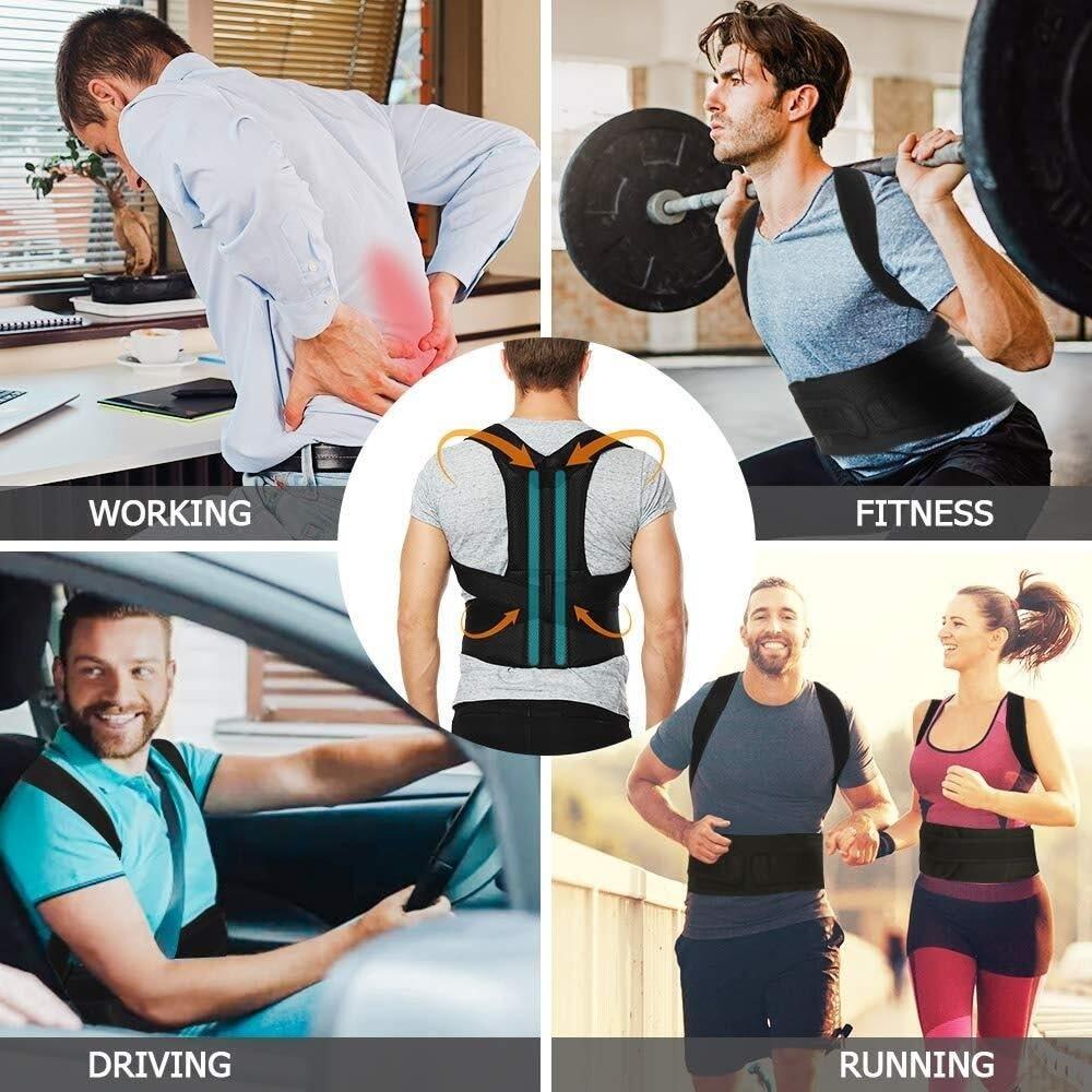 GHAKKE S-5XL Plus Size Full Back Brace Posture Corrector For Women And Men, Back Support For Upper And Lower Back Pain Relief, Adjustable Lumbar Support Improve Back Posture ( Color : Black , Size : 3X-Large