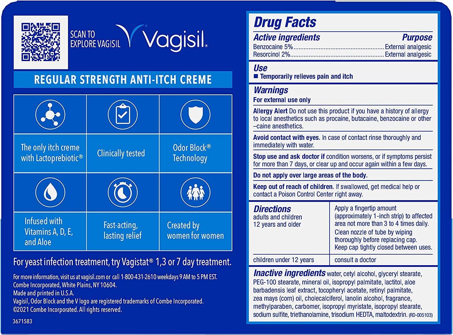 Vagisil Vagisil Anti-Itch Creme, Regular Strength 1 oz