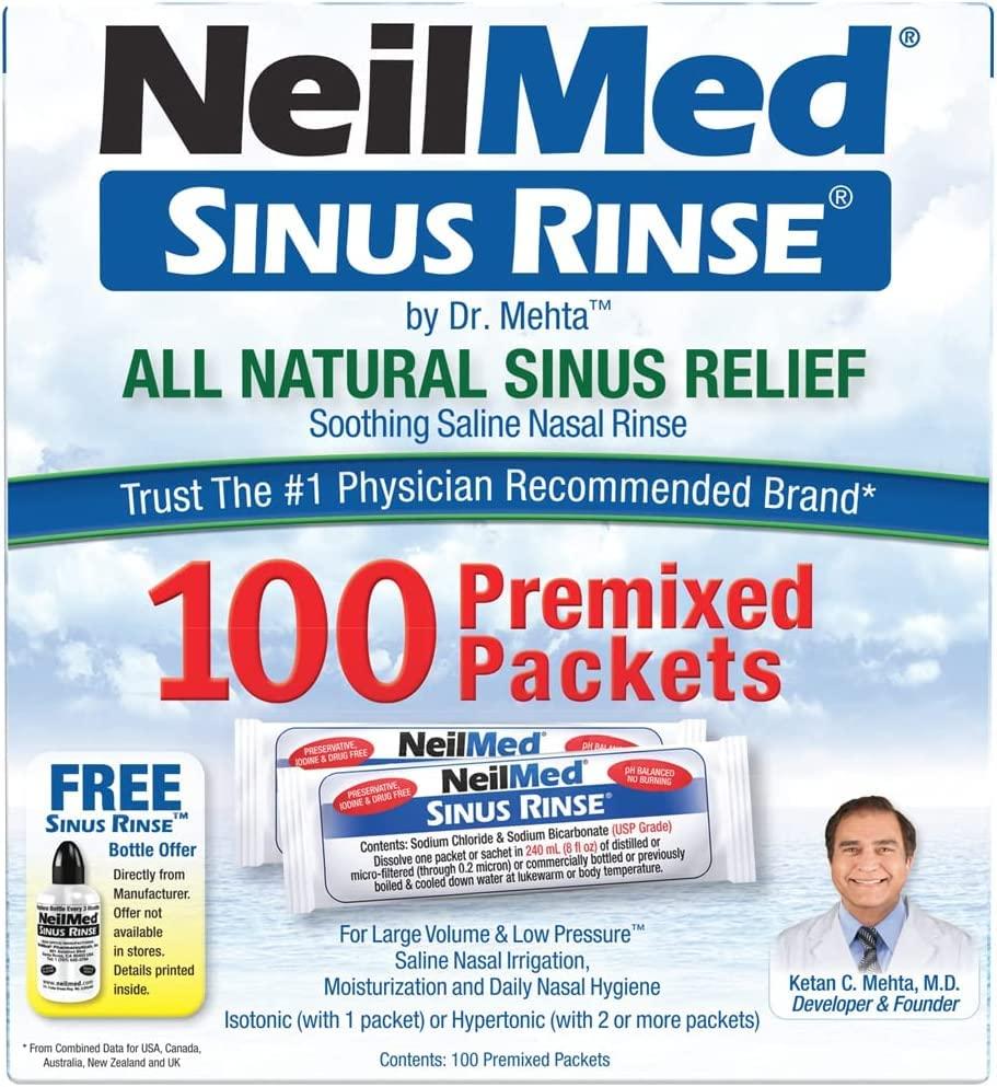 NeilMed NeilMed Sinus Rinse All Natural Relief Premixed Refill Packets 100 Each (Pack of 2)