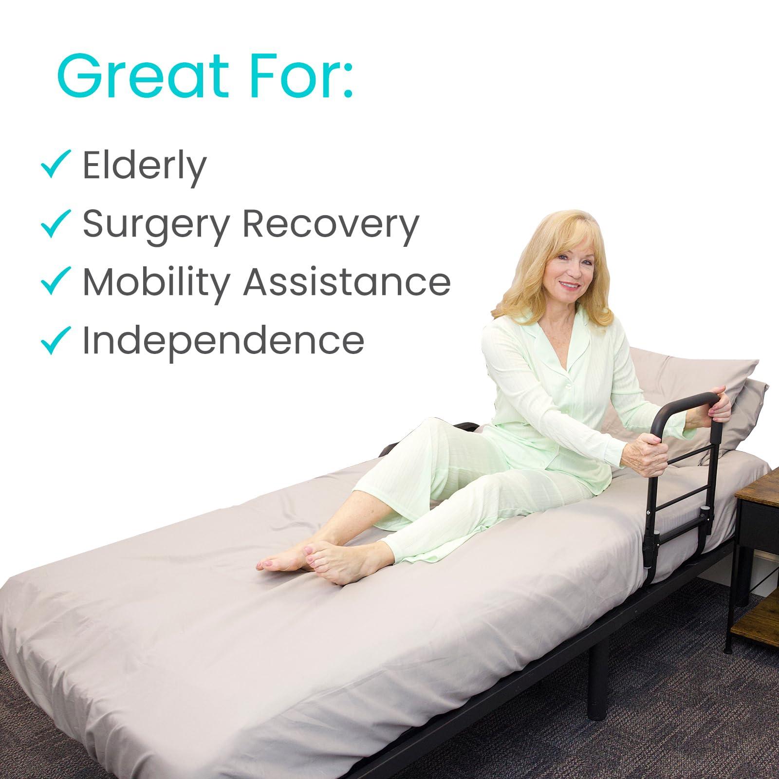 Vive Vive Bed Assist Rail for Elderly Adults Safety - Height Adjustable Bed Cane with Handrails for Bedroom - Compact Bedside Hand Railing for Home & Hospital - Fits Queen, King, Twin, Full Mattress