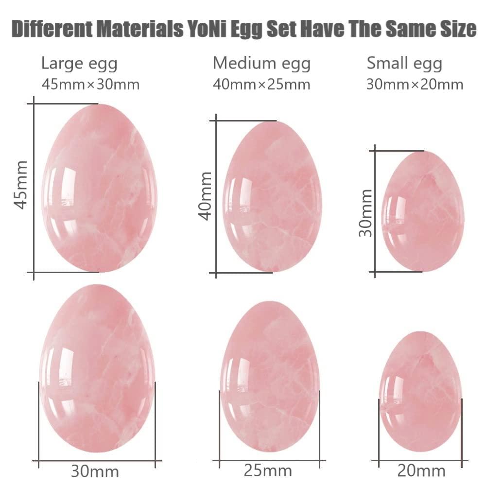 MYMEO Rose Quartz Yoni Egg Jade Eggs Women Kegel Exerciser Jade Ball Crystal Kegel Eggs,Pink Egg Set