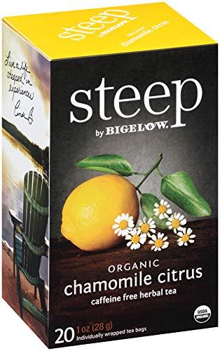 Bigelow Tea steep Organic Chamomile Citrus Herbal 20 Count Box, Certified Organic, Gluten-Free, Kosher Tea in Foil-Wrapped Bags
