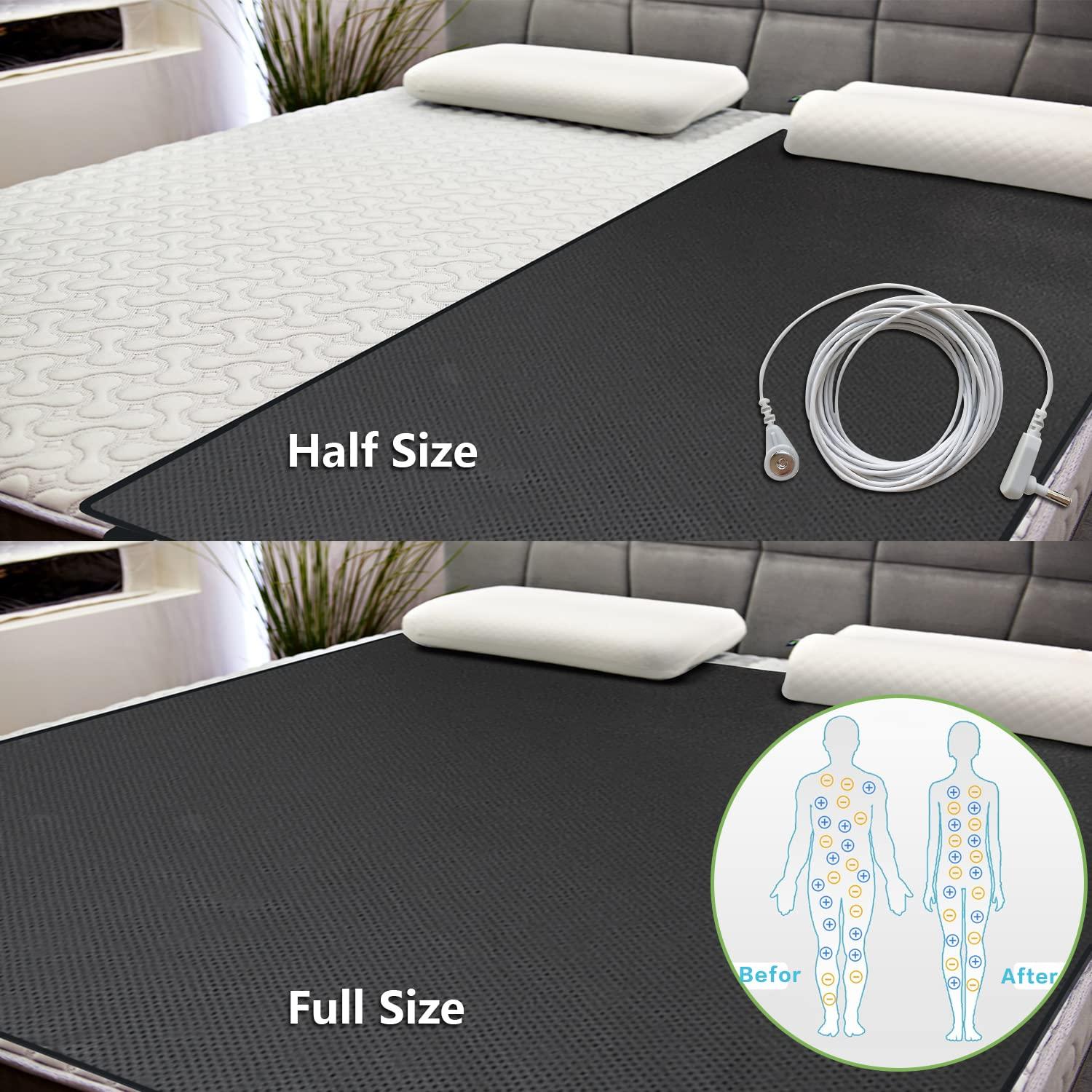 TINGMHUA Grounding Mat for Bed, Grounding Mattress Cover Pad Grounding Sheets with Grounding Products Kit for Improving Sleeping, Relieve Pain (54 x 71 Inch)