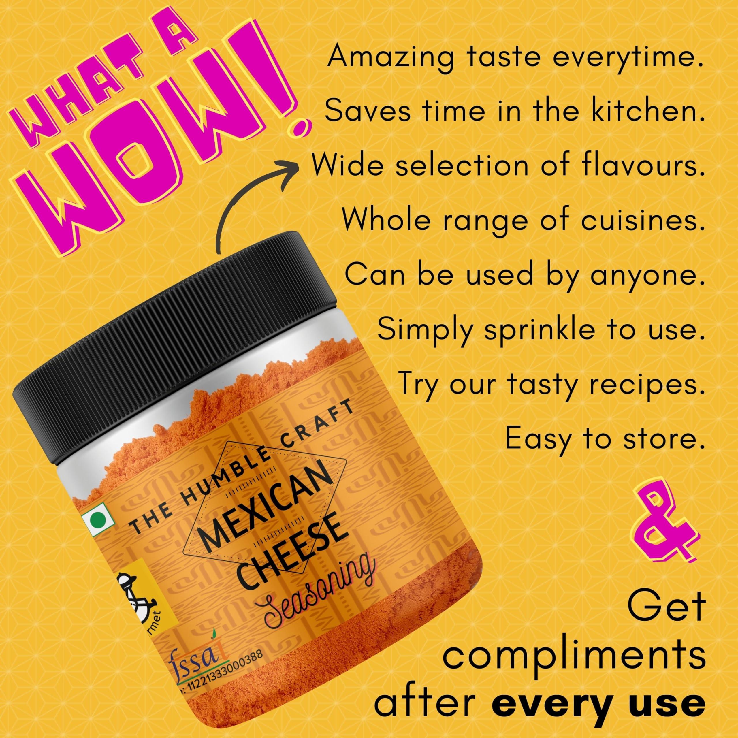 The Spice Rack Mexican Cheese Seasoning Powder (Sprinkle on Popcorn, Fajita, Fries, Taco / Tacos, Nachos, Tortillas, Burrito, Enchilada & other Mexican Snacks | Cheese Flavouring Powder, Taste and Aroma Enhancer | E