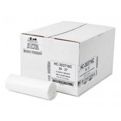 Plasticplace Plasticplace 20-30 Gallon Trash Bags  16 Microns  Clear High Density Garbage Can Liners  30 x 37 (500 Count)