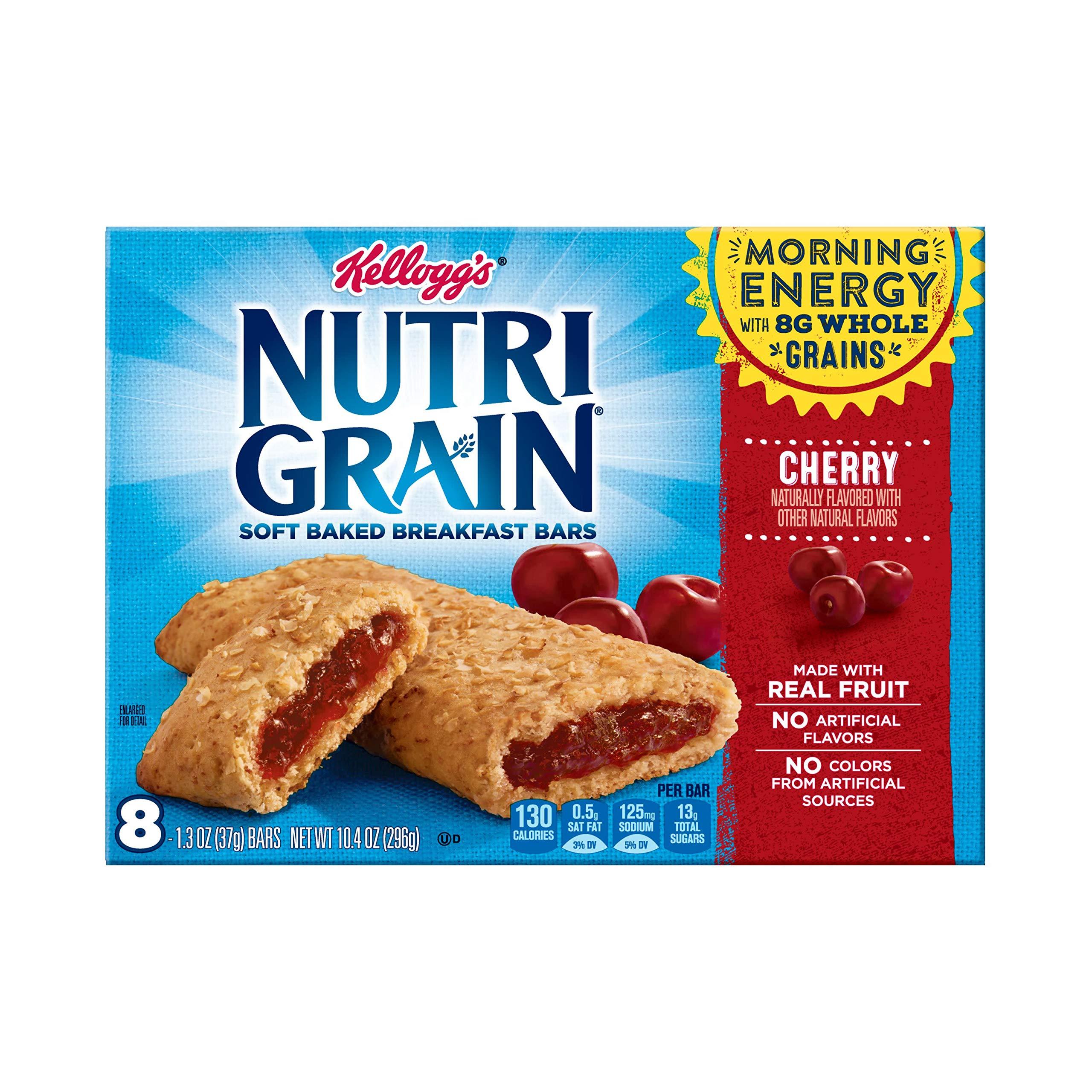 Nutri Grain Kellogg's Nutri-Grain, Soft Baked Breakfast Bars, Cherry, Made with Whole Grain, 10.4 oz (8 Count)