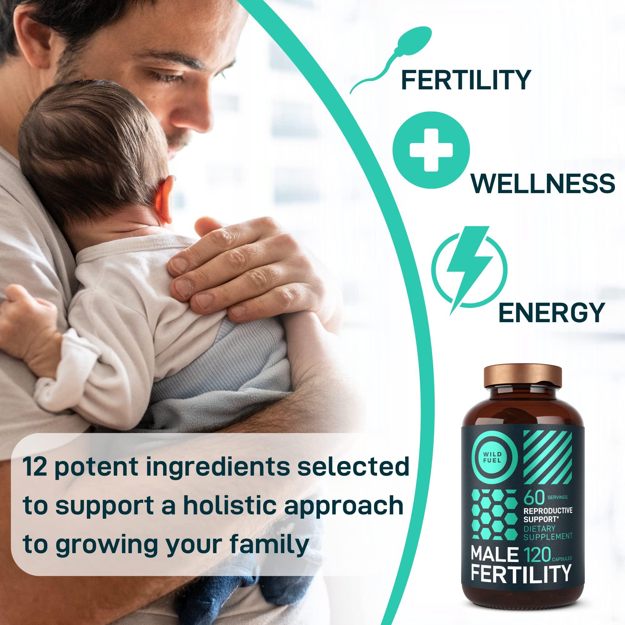 WILD FUEL Fertility Supplements For Men Prenatal Vitamin - Maca Root, Ashwagandha, L Arginine, Zinc, Plus Naturals Conception Men Fertility Vitamins and Male Fertility Support Supplements - 120Caps for 2 Months