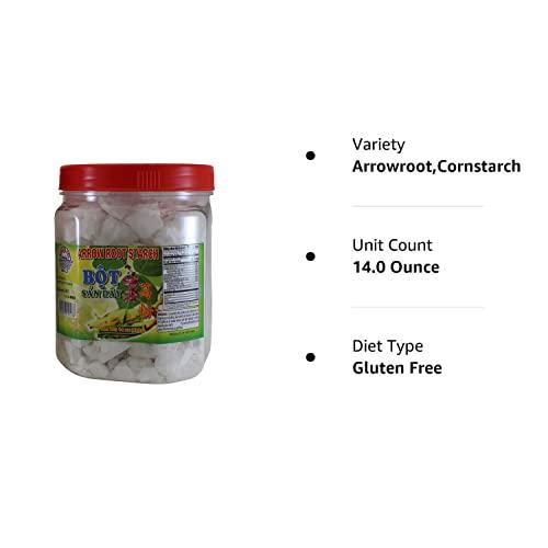 Quang Tri Quang Tri Arrowroot Bot San Day Asian Thickener. Snack Sized Chunks of Crunchy Arrow Root Starch, 14 oz Jar.