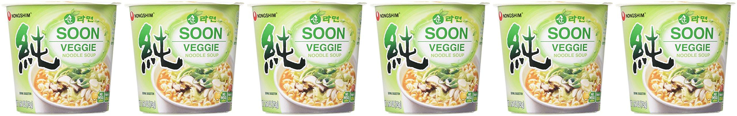 Nongshim Nongshim Soon Instant Vegan Ramen Noodle Soup Cup, 6 Pack, Microwaveable Safe Cup, Vegan Meatless Ramen