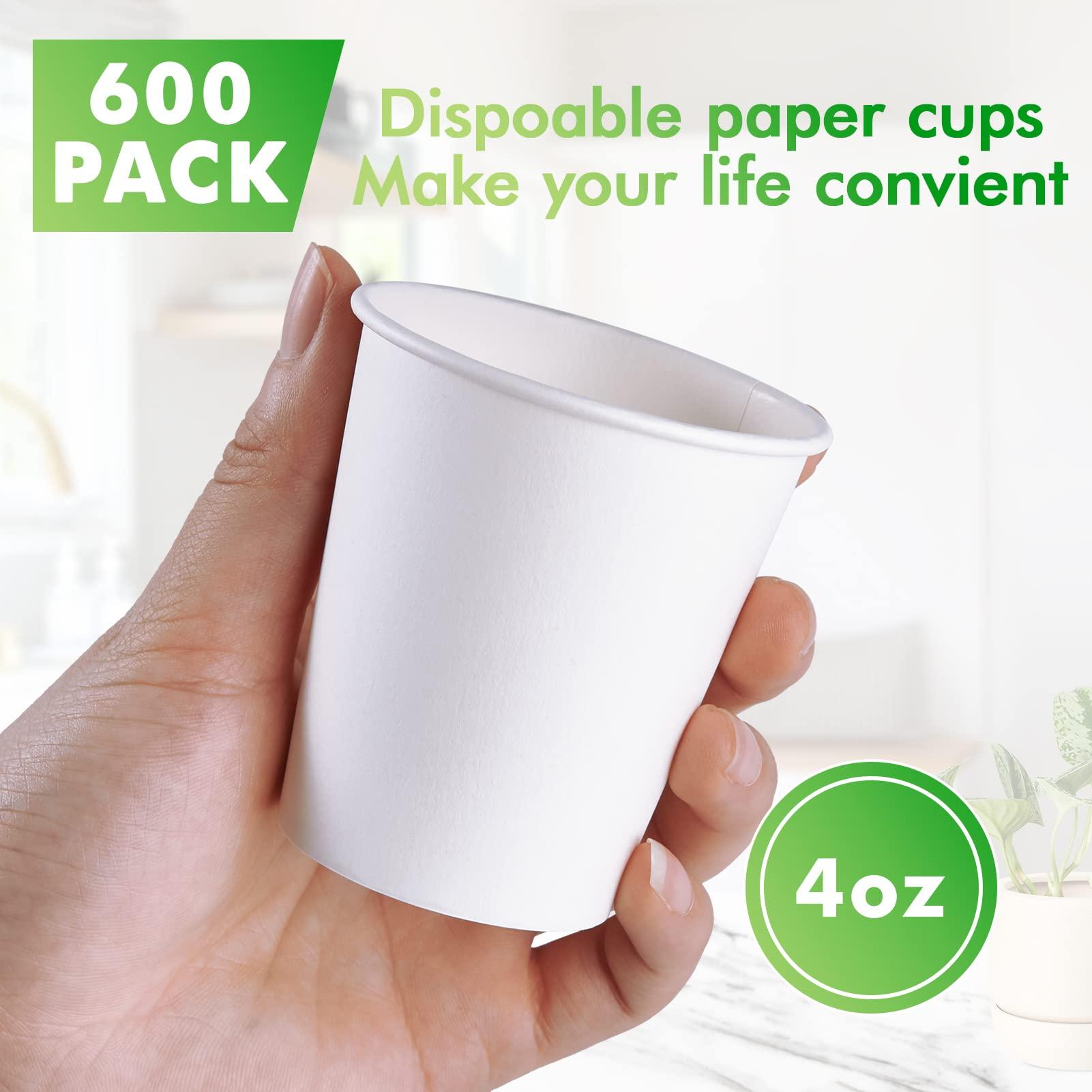 TV TOPVALUE TV TOPVALUE 600 Pack 4 oz Paper Cups, Bathroom Cups, Small Mouthwash Cups, White Paper Cups, Hot/Cold Drinking Cups, Mini Paper Cups for Home, School and Office