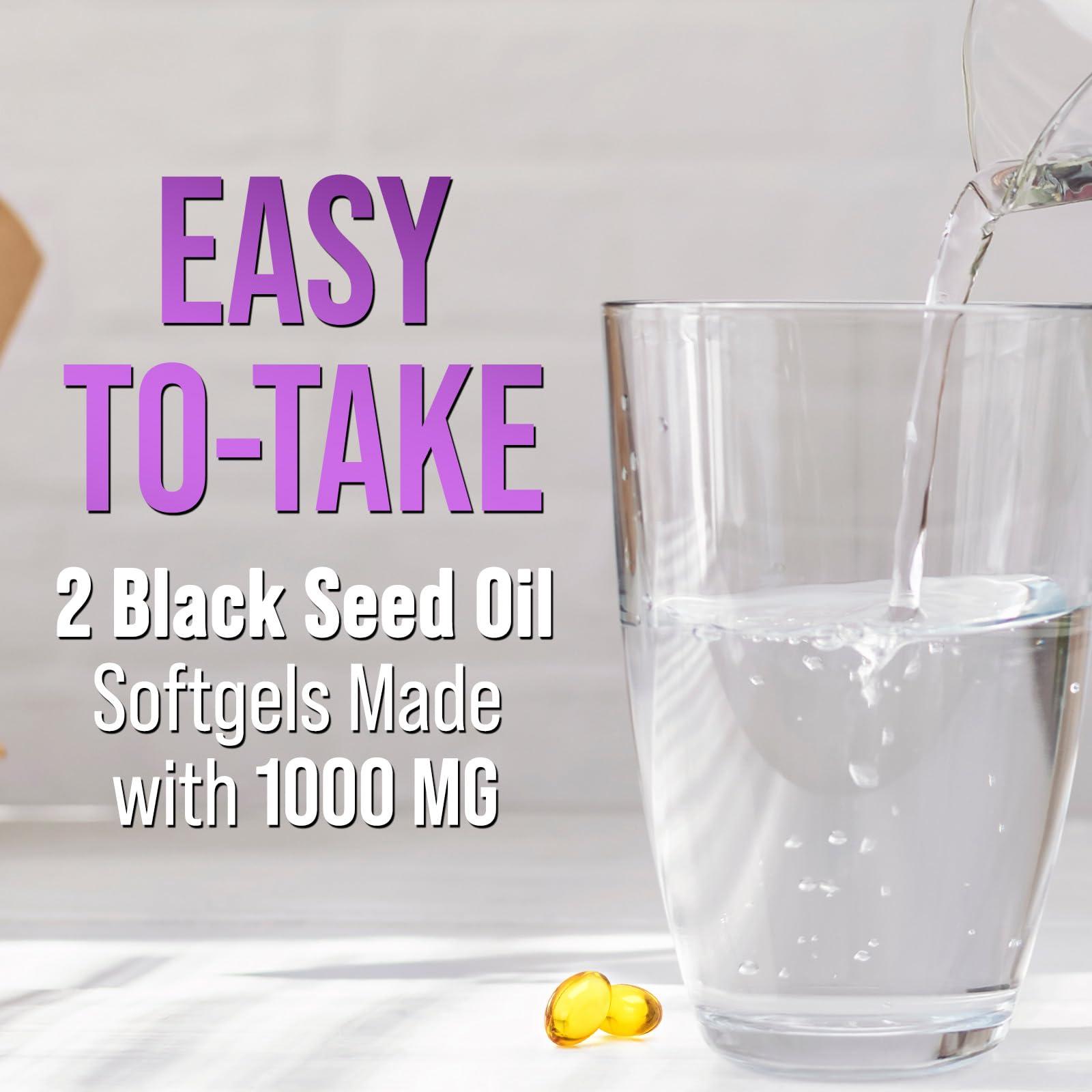 Nature\'s Strength Black Seed Oil 1000mg, Amazing Skin Health (Vegan & Non-GMO) Nigella Sativa for Joint, Hair & Immune Support, Best Extraction Above Cold Pressed Blackseed Oil, Pure Black Cumin Seed Oil - 120 Softgels