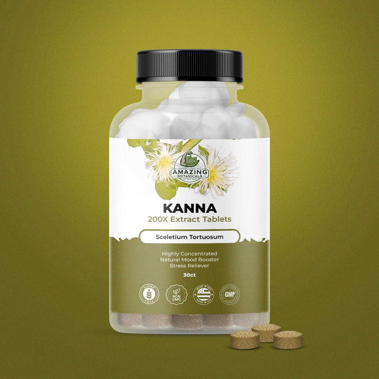 Amazing Botanicals Amazing Botanicals Kanna Extract Tablets - Sceletium Tortuosum, 10,000 mg Each - Enhances Energy, Boosts Mood, Immune System Booster, 30 Tablets